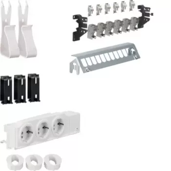 Kit de distribution multimédia HAGER UM00M1 avec 3 prises SCHUKO et 12 ports de raccordement RJ45 Cat.6, 24 TE