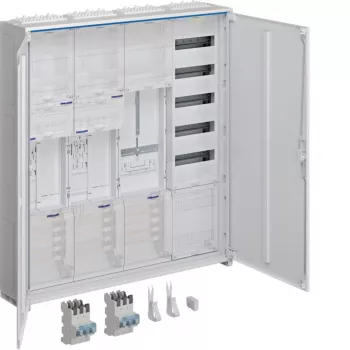 Armoire complète HAGER ZB34SEQ29EN univers Z, 2 emplacements de compteur, 3 champs, 5 rangées, 180 modules, IP44, blanche