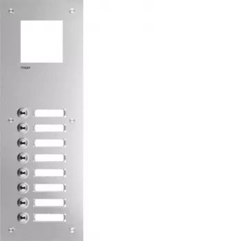 Plaque frontale d'interphone Hager RTQ108X, audio Mono, 8 boutons d'appel, blanc