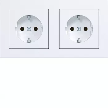 HAGER WAS2123WM Prise double SCHUKO avec cadre A.1, blanc polaire