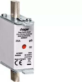 Hager LNH0035M cartouche fusible NH000 gG 500V 35A avec indicateur à percuteur K-Melder