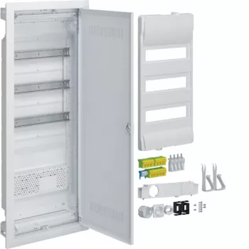 HAGER VH603WWH coffret de distribution multimédia avec prise et porte en plastique