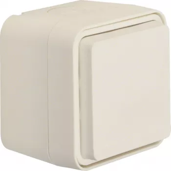 Prise SCHUKO HAGER WNC160B, en saillie, couvercle rabattable, protection accrue contre les contacts, blanc polaire