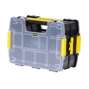 STANLEY SortMaster Junior boîte de rangement avec 10 compartiments réglables, noir/jaune, STST1-71197
