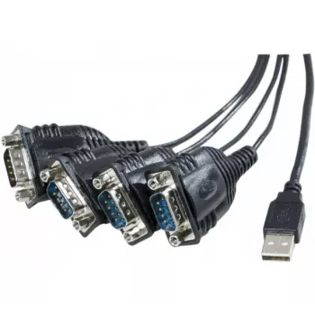 Câble adaptateur USB vers série Exertis Connect, USB-A mâle vers DB-9 mâle, 1,3 m, vis moletées, noir 040344