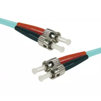 Câble de raccordement fibre optique HD OM3 duplex ST-ST multimode EXERTIS CONNECT, 50/125 µm, aqua, 15 m 392777