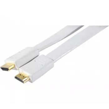Câble HDMI plat High Speed EXERTIS CONNECT, connecteurs dorés, HDMI Type A mâle vers Type A mâle, blanc, 1,8 m 128312