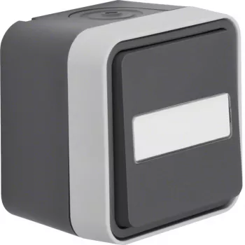 Hager WNC027 bouton-poussoir, 1 pôle, 1 contact NO, 10A, 250V AC, rail DIN, gris clair