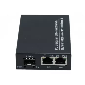 Convertisseur de médias EXERTIS CONNECT avec injecteur PoE+ 30 W, 2x 10/100/1000 Mbps RJ45, 1x emplacement SFP 100/1000 Mbps 311793