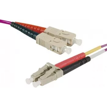 Câble de brassage fibre optique Eco EXERTIS CONNECT, 50/125 µm, fibre OM4, connecteur SC duplex/connecteur LC duplex, violet érika, 3,0 m UPC polissage UPC (392803)