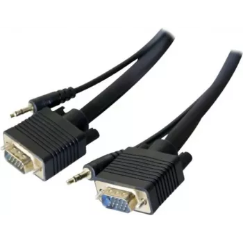 Câble moniteur S-VGA avec audio EXERTIS CONNECT, HD D-Sub 15 broches mâle vers mâle, 5,0 m, noir 137221