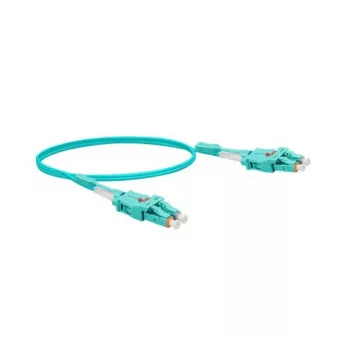 Câble de raccordement fibre optique Uniboot EXERTIS CONNECT, OM3 50/125 µm, LC duplex vers LC duplex, UPC, aqua, 5 m 392944