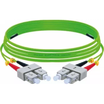 Câble de raccordement fibre optique EXERTIS CONNECT OM5 SC duplex vers SC duplex UPC, 50/125 µm, vert citron, 5 m 392904