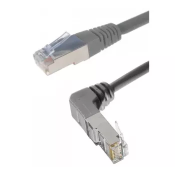Câble de raccordement Cat. 6A S/FTP (PiMF) Exertis Connect, coudé vers droit, gris, 0,7 m 854302