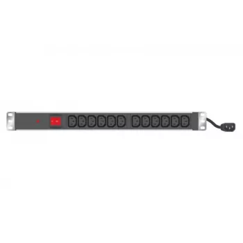 PDU rackable EXERTIS CONNECT 19 inch 1U, 12 sorties IEC C13, entrée Schuko, câble 2,5 m, aluminium, noir (808903)