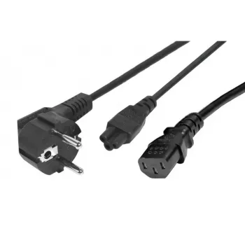 Exertis Connect câble répartiteur d'alimentation - fiche CEE 7/7 vers embases IEC C5 et C13, 10 A 250 V, 1,2 m câble principal / 0,6 m dérivations, noir 808411