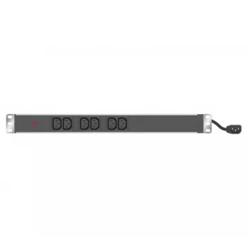 EXERTIS CONNECT PDU 19 inch 1U 6 prises C13, boîtier en aluminium, câble Schuko 2,5 m, RAL 9005 noir (808900)