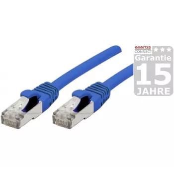 Câble patch EXERTIS CONNECT Cat 6A S/FTP, 0,5 m, bleu, gaine slim anti-accroche 858451