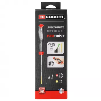 Jeu de 6 tournevis plats et cruciformes Facom PROTWIST ATP.J6PB