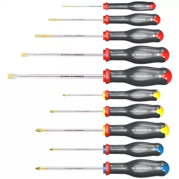 Jeu de 10 tournevis universels Facom Protwist® SL/PH/PZ ATW.J10PB