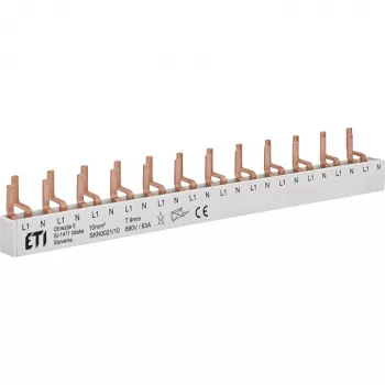 Barre omnibus à broches isolée ETI 002921150 SKN0021/10 pour ETIMAT 1N, KZS 1M, 1 pôle, 10 modules, 63 A