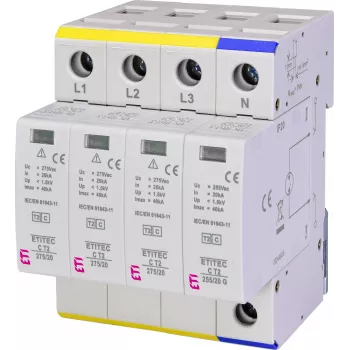 Parafoudre ETI ETITEC C T2 275/20 3+1 type 2, 275 V AC, 4 pôles 002440403