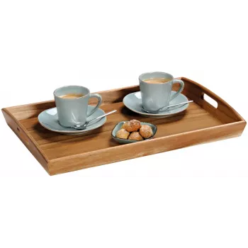 KESPER plateau de service en bois d'acacia 48x31x5,5 cm, rectangulaire, huilé naturel