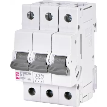 Disjoncteur miniature ETI 001901307 ETIMAT P10 3 pôles 6A courbe B 415V 10kA