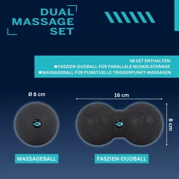 SCHILDKRÖT ensemble de massage Dual, 2 pièces : 1 Peanut Ball (env. 80 x 160 mm), 1 Massage Ball – 1 pièce (960134)
