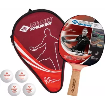 Raquette de tennis de table Donic Schildkröt 788450 pour débutants et joueurs de loisir - revêtement noir, manche en bois, concave, bois 5 plis, mousse 1,0 mm, non homologuée ITTF
