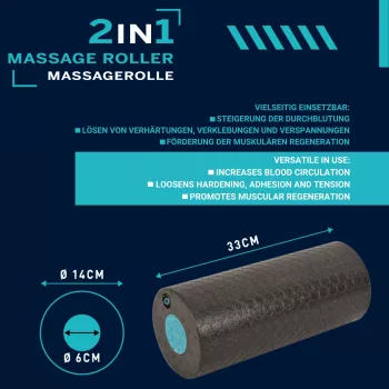 Set de rouleaux de massage 2 en 1 SCHILDKROT noir/bleu, mousse EPP 960237