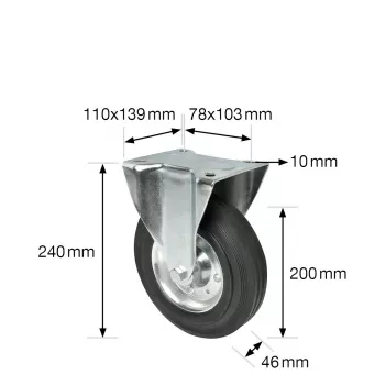 Roue fixe Wagner design yourself RO 8200 argent, roue 50 mm, charge 50 kg, acier galvanisé 4820001