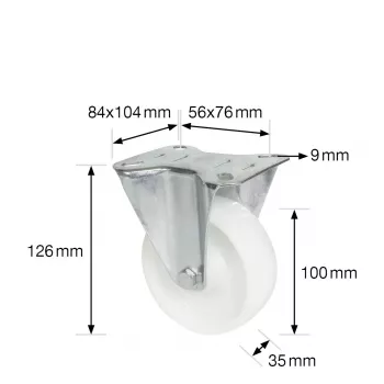 Roulette fixe pour engins de transport RO 8500 Wagner design yourself argent (4850001), roue 80 mm, 100 kg