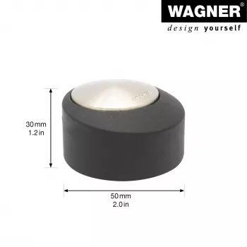 Butoir de porte de sol Wagner Design Yourself EH 5181, zamak avec tampon en caoutchouc, nickel mat, 50 mm 15518111