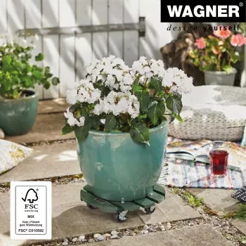 Chariot à plantes rond WAGNER design yourself GH0528 en plastique, Ø 29 cm, vert foncé, 1 pièce 20052801