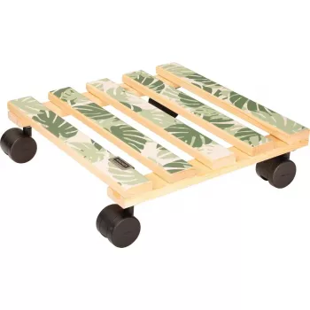 Rouleau à plantes GH0645 WAGNER design yourself, motif bois carré 29 x 8 cm, contreplaqué de bouleau naturel, 4 roulettes pivotantes, charge 100 kg 20064501