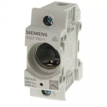 Socle de fusible Siemens 5SG17021 D02 1 pôle 63A, 400V AC, fixation par vis, gris