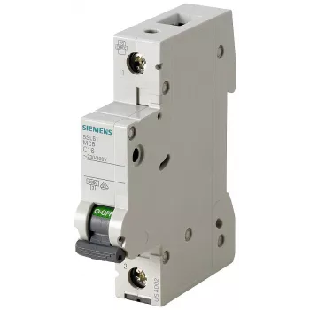 Siemens 5SL61026 SENTRON 5SL disjoncteur miniature, 1 pôle, 2 A, caractéristique de déclenchement C, pouvoir de coupure 6 kA, 230/400 V AC, montage sur rail DIN, largeur 1 module