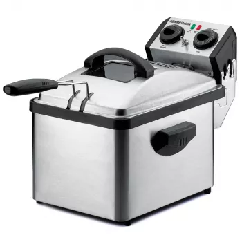 Rommelsbacher FRP 2135/E friteuse rectangulaire, capacité d'huile 3,5 L, technologie Cool Zone, filtre permanent, thermostat réglable, minuterie, acier inoxydable