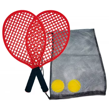 Schildkröt ensemble de beach tennis, noir/rouge – 2 raquettes en plastique et balle souple 970130