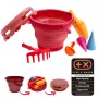 SCHILDKRÖT Coffret de jouets de plage 7 en 1 avec seau pliable, rouge 970245