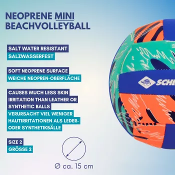 SCHILDKROT mini ballon de beach-volley en néoprène taille 2 surface textile souple résistant à l'eau salée 970342