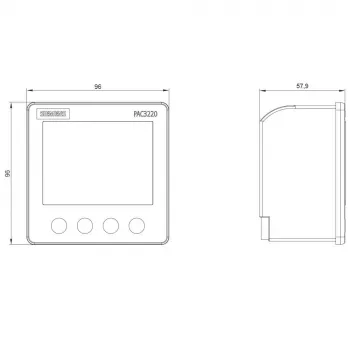 Siemens SENTRON PAC3220 Appareil de mesure de puissance, Modbus TCP, LCD, montage encastré 96x96 mm, 690/400 V AC, alimentation auxiliaire 24-60 V DC, bornes à vis 7KM32201BA011EA0