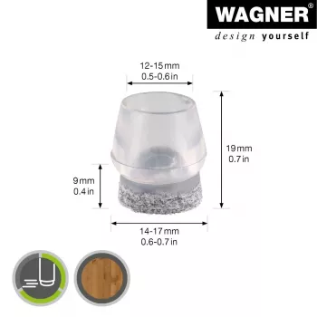 Wagner design yourself embouts de pieds de chaise EH 0555 plastique Ø 14-17 mm 4 pièces (15055599)