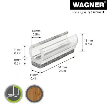 Patins de meuble à clipser Wagner design yourself EH 0690, plastique, pieds ronds 12 mm, lot de 4, blanc 15069099