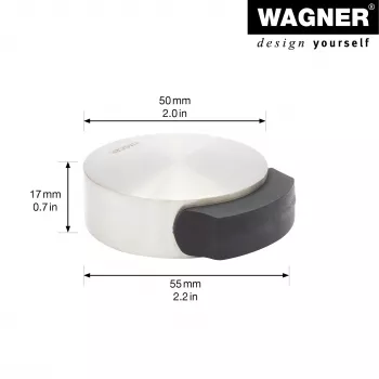 Butoir de porte à fixation au sol EH 5111 en zamak avec anneau en caoutchouc, nickel satiné, diamètre 50 mm Wagner Design Yourself (15511111)