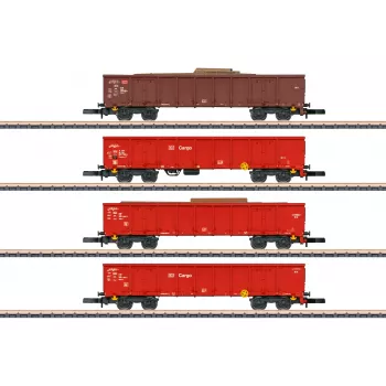Ensemble de 4 wagons à hauts bords Märklin 82542 échelle Z - train de ferraille de la DB AG, époque V