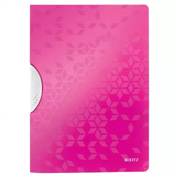 Classeur à pince LEITZ WOW ColorClip A4 rose métallisé avec surface gaufrée 3D, intérieur gris clair, 1 pièce 4185-00-23