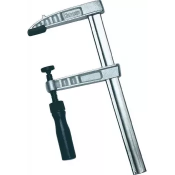 Serre-joint industriel Brüder Mannesmann DIN 5117, capacité de serrage 600 mm, ouverture 120 mm, cadre en fonte malléable, bleu 90423