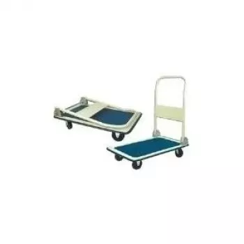 Chariot plateforme BRÜDER MANNESMANN 150 kg avec 4 roues, poignée pliable, tapis antidérapant, bleu/noir (096-T)
